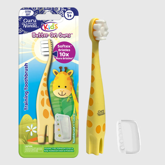 Kids Butter on Gums Giraffe Training Toothbrush with Cover – 1 Pack
