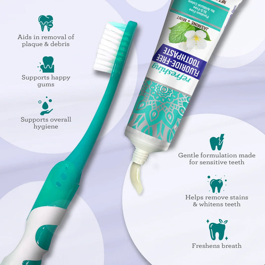 Travel Kit – Folding Toothbrush & Hydroxyapatite Toothpaste, Jasmine Mint – 0.98 oz